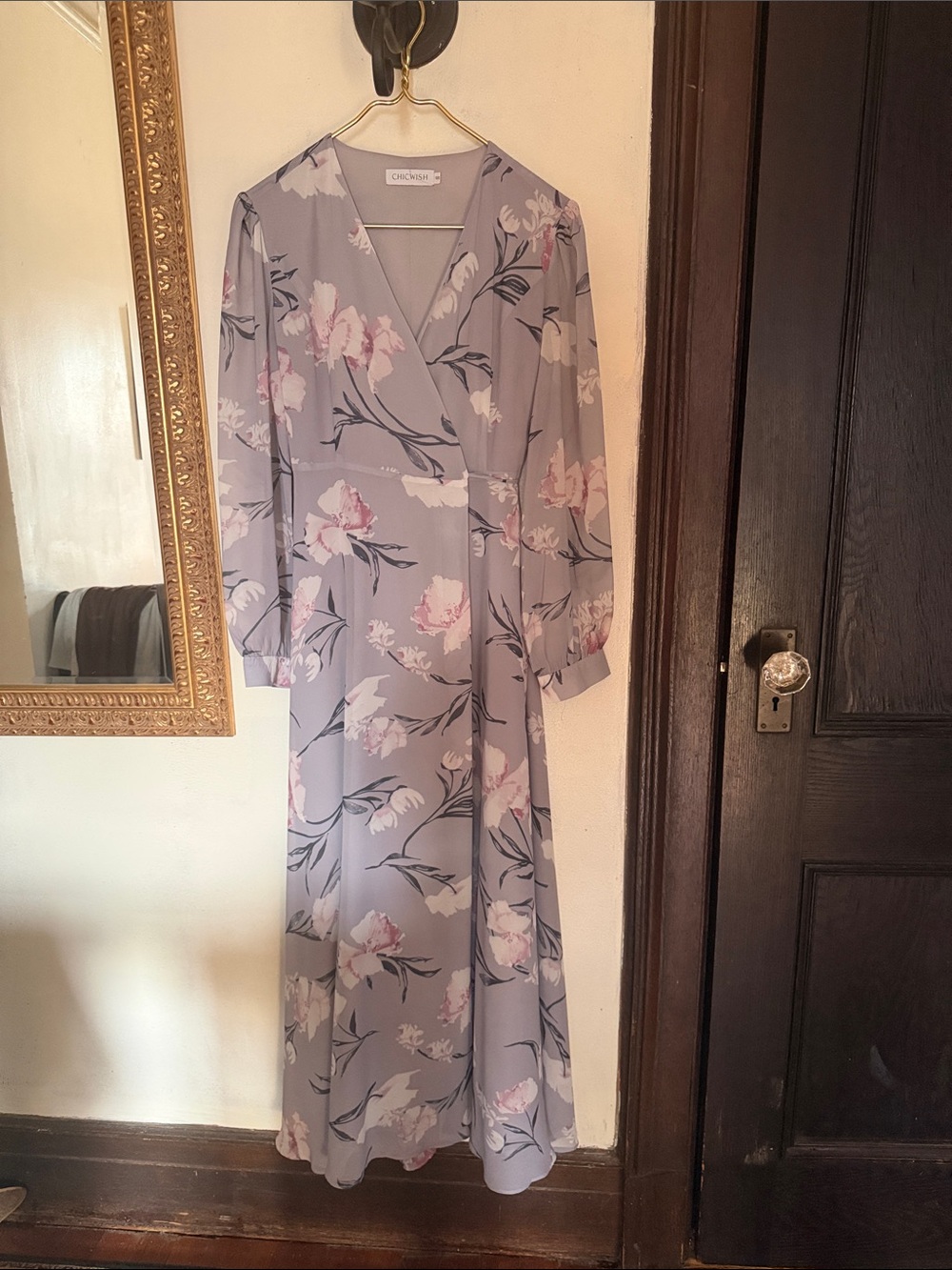 Chicwish Lavender Floral Wrap Maxi Dress